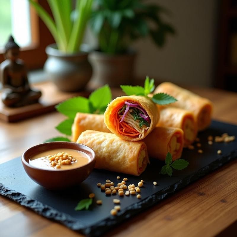Rollitos de Primavera Veganizados con Tofu y Vermicelli de Arroz: Receta Tailandesa en Airfryer