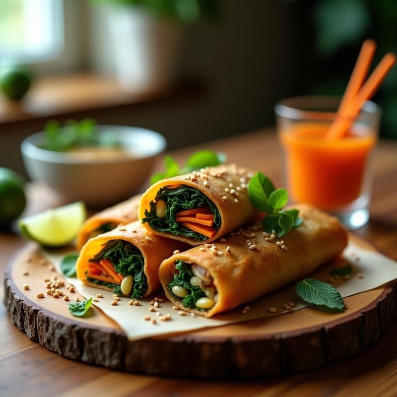 Rollitos de Primavera Veganizados con Col Rizada y Zanahoria: Receta Vietnamita en Airfryer