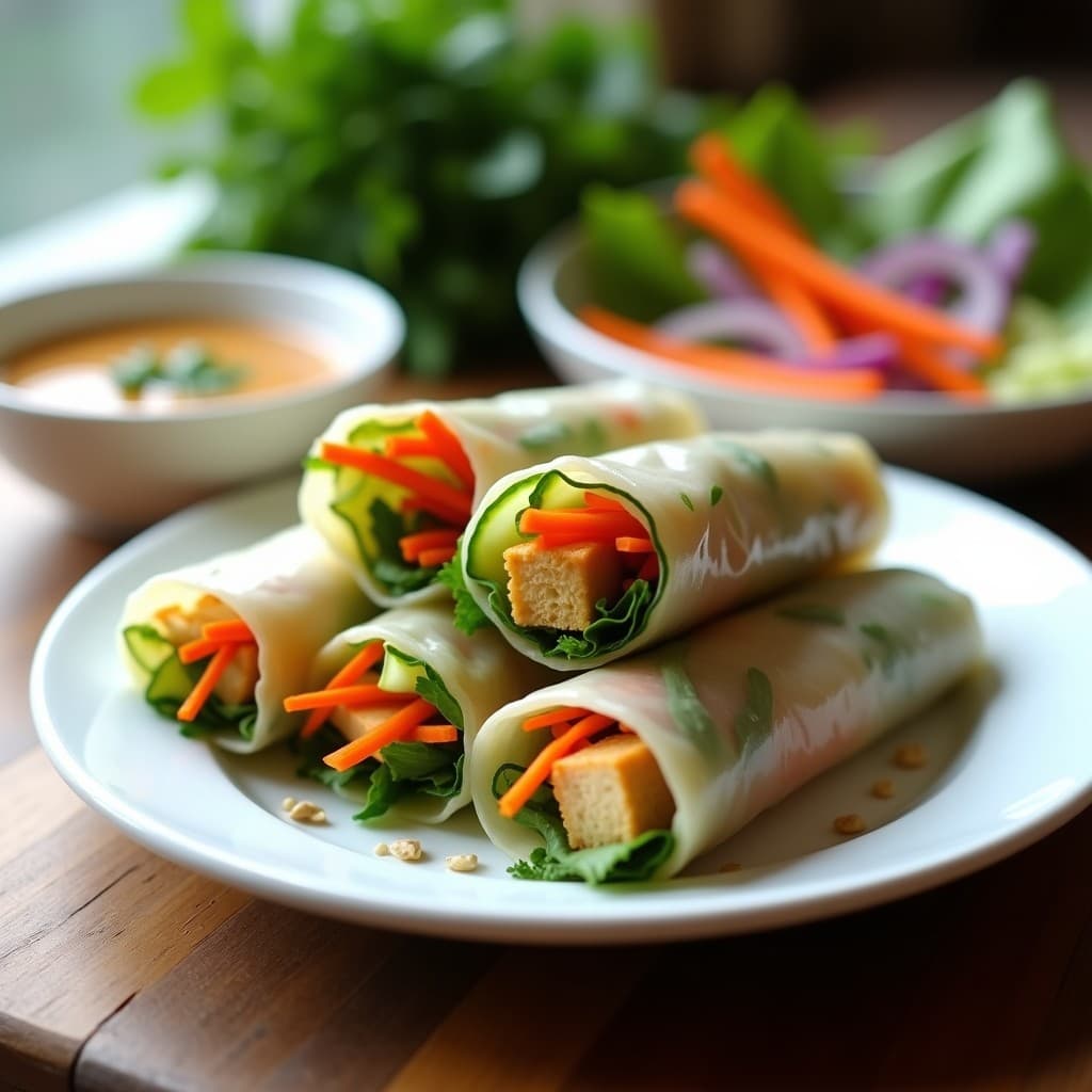 Rollitos de Primavera Veganizados con Zanahoria, Pepino y Tofu: Receta Tailandesa al Vapor