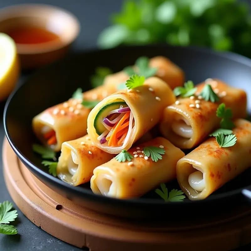 Rollitos de Primavera Veganos con Vermicelli de Arroz y Tofu: Receta Vietnamita en Sartén