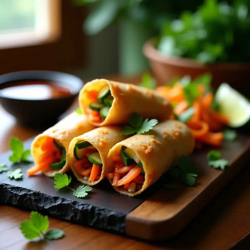 Rollitos de Primavera Việt Nam con Papel de Arroz y Salsa Hoisin: Receta en Airfryer