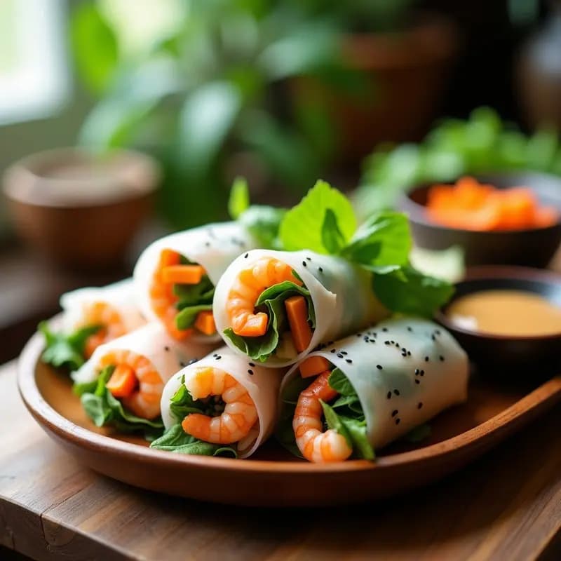 Rollitos de Primavera Vietnamitas con gambas: Receta fresca y baja en calorías