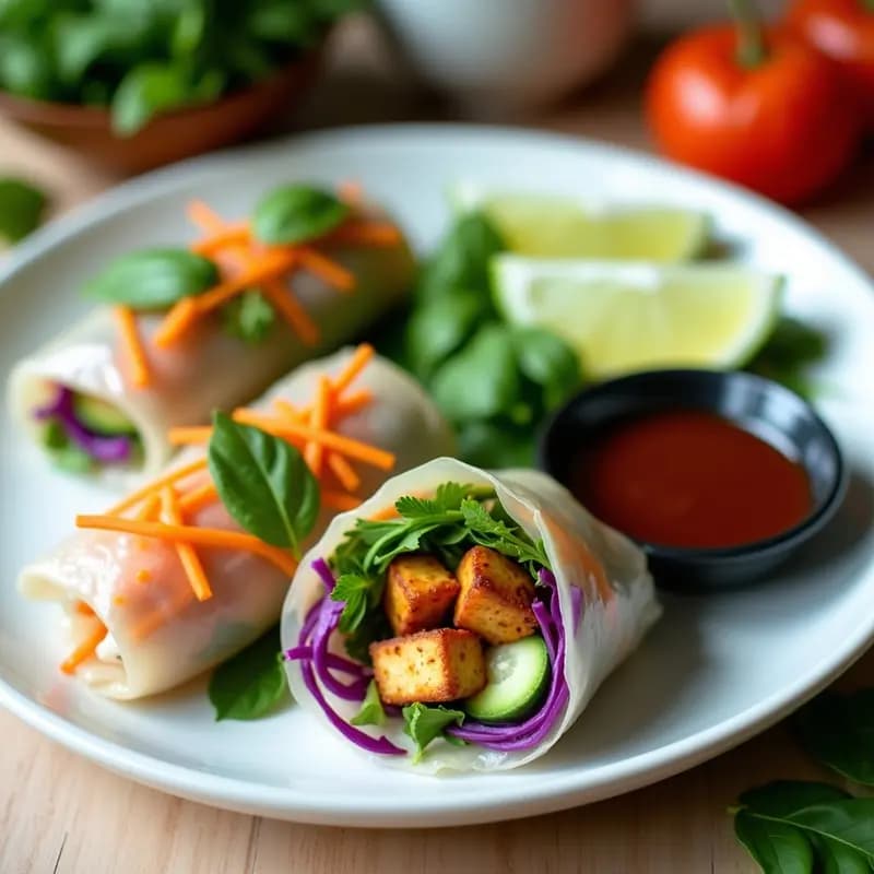 Rollitos de Primavera Vietnamitas con Salsa Hoisin: Entrante Crujiente y Vegano