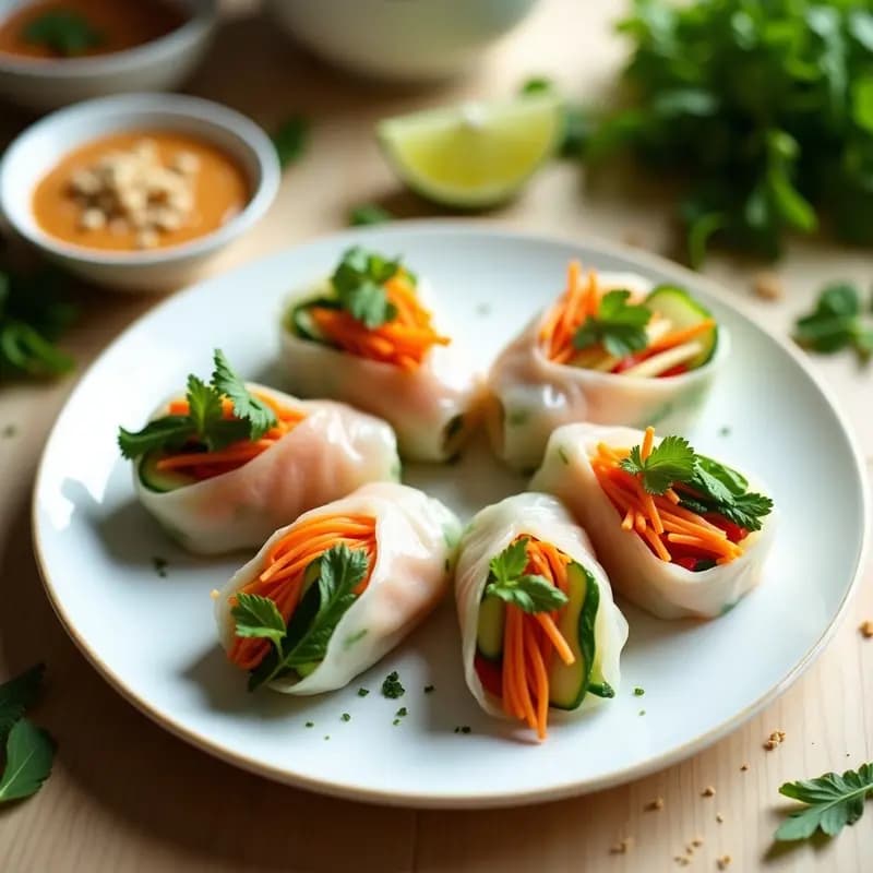 Rollitos de Primavera Vietnameses con Salsa de Cacahuete: Entrante Vegano y Sin Gluten