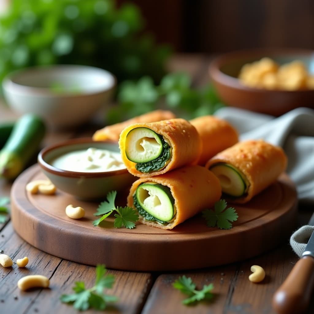 Rollitos de Primavera con Relleno de Zucchini y Queso de Cabra: Receta Vegana crujiente