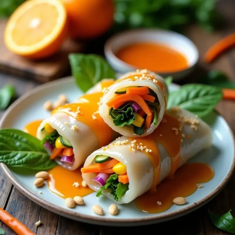 Rollitos de Primavera de Zumo de Naranja: Entrante Vietnamita Crujiente con Reducción Ácida