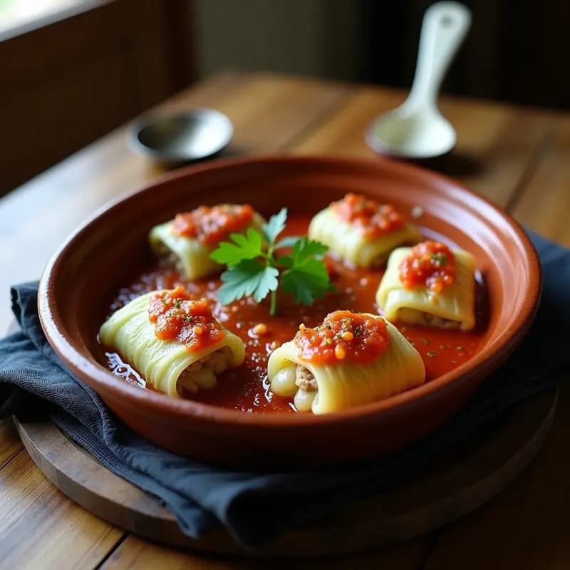 Rollitos de Repollo Rellenos de Arroz y Carne: Receta Polaca Tradicional en Horno