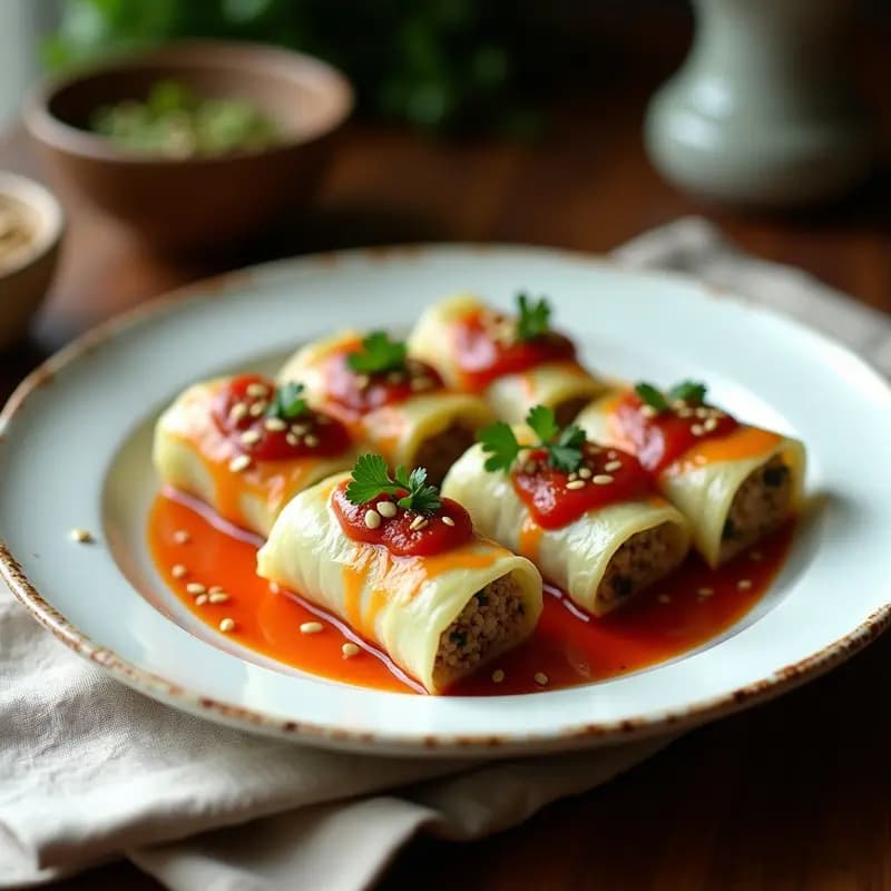Rollitos de Repollo Rellenos de Arroz y Hongos Shitake: Receta Polaca Vegana