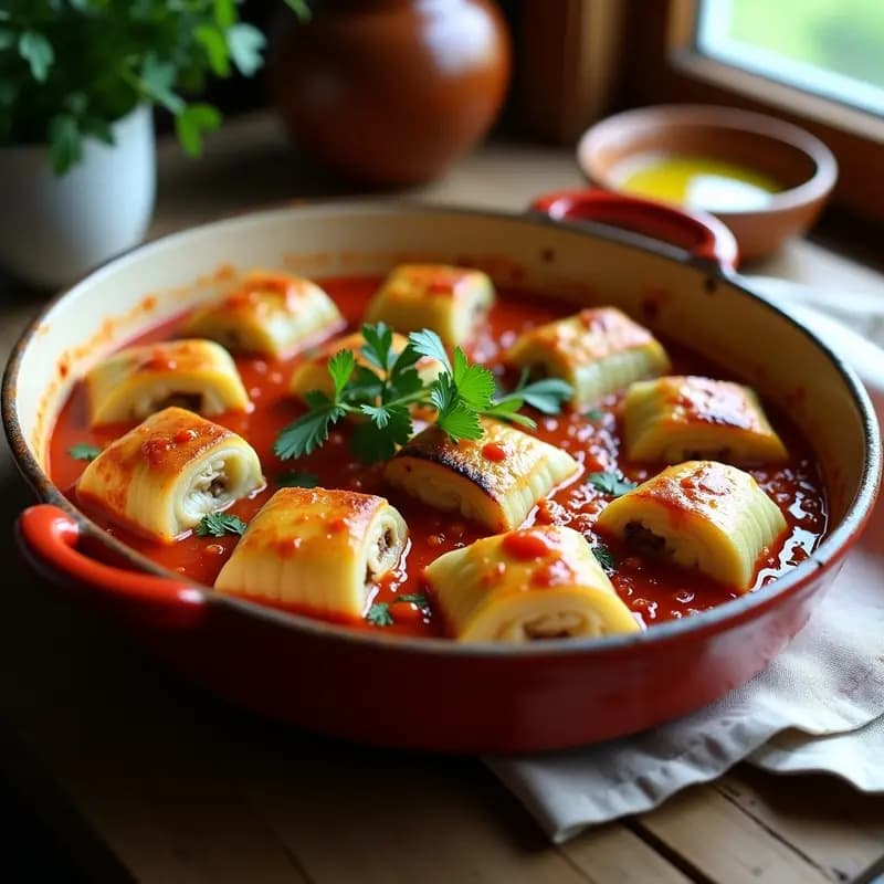 Rollitos de Repollo Rellenos de Arroz Salvaje y Hongos: Receta Europea Sin Gluten