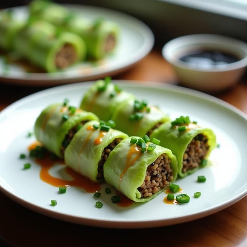 Rollitos de Repollo Rellenos de Arroz Salvaje: Receta Vegana Inspirada en la Cocina China