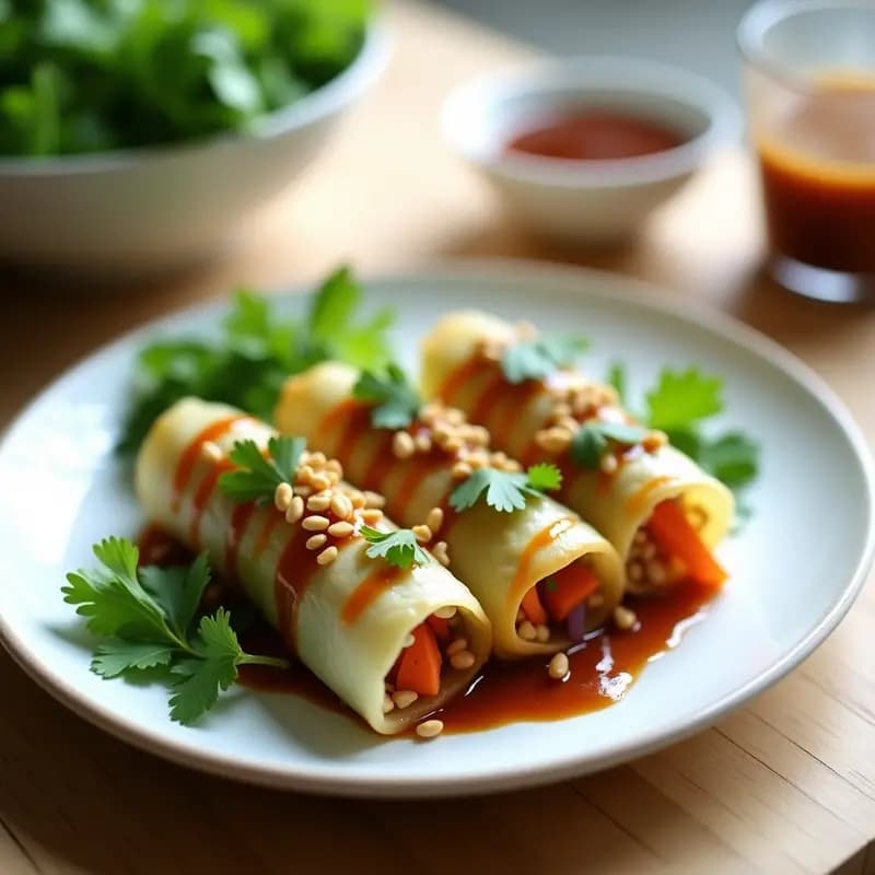 Rollitos de Repollo Chino con Farsidumbre de Tempeh y Salsa Hoisin: Receta China Vegana al Vapor
