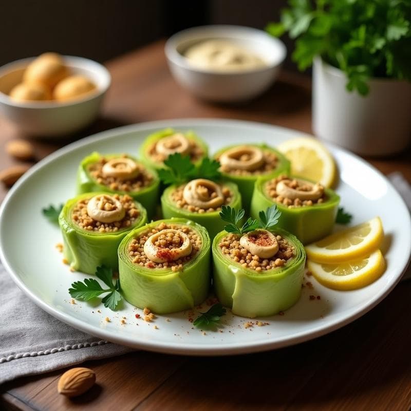 Rollitos de Repollo Rellenos de Falafel y Hummus: Receta en Airfryer Sin Harina