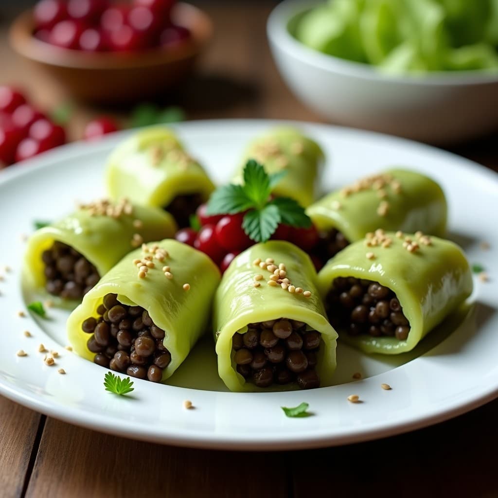 Rollitos de Repollo con Relleno de Lentejas Beluga y Arándanos: Entrante Ucraniano Vegano