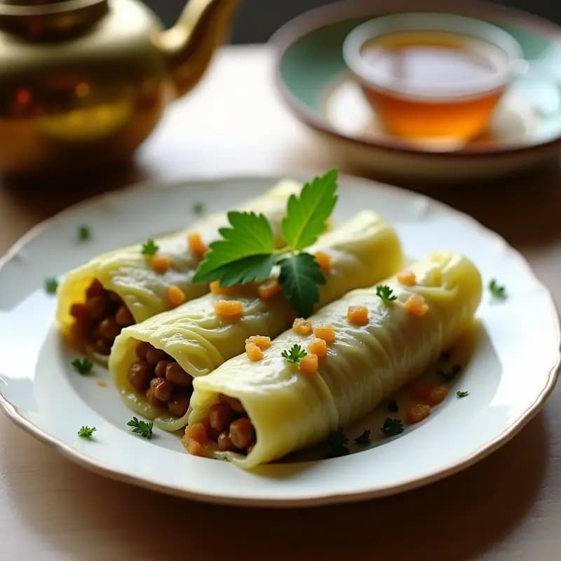 Rollitos de Repollo con Farsidumbre de Lentejas y Pasas: Receta Marroquí Vegana al Vapor