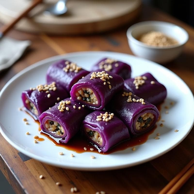 Rollitos de Repollo Morado con Relleno de Arroz Salvaje y Hongos: Receta Vegana en Thermomix