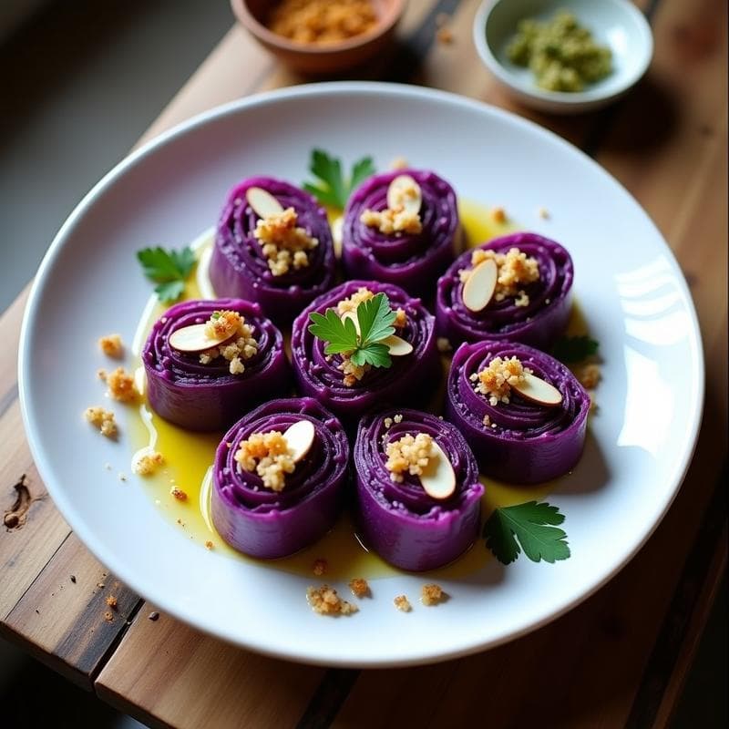 Rollitos de Repollo Morado con Arroz Salvaje y Pasas: Entrante Árabe Vegano en 20 Minutos