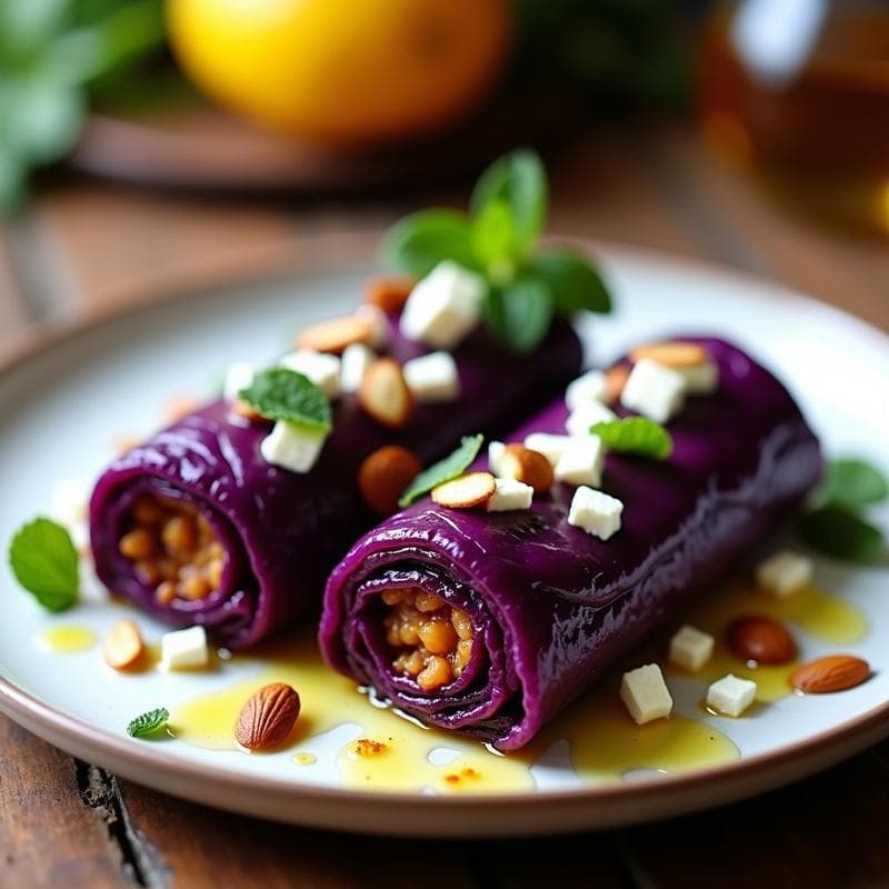 Rollitos de Repollo Morado con Relleno de Carne Picante y Queso Feta: Receta Griega en Airfryer
