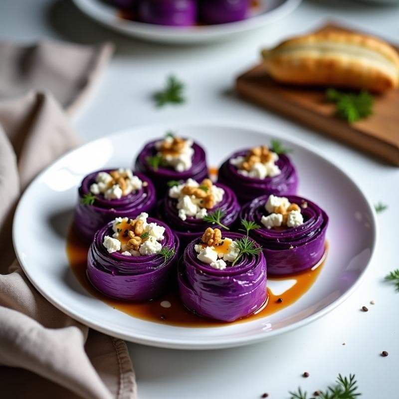 Rollitos de Repollo Morado con Feta y Nueces: Entrante Griego en 15 Minutos