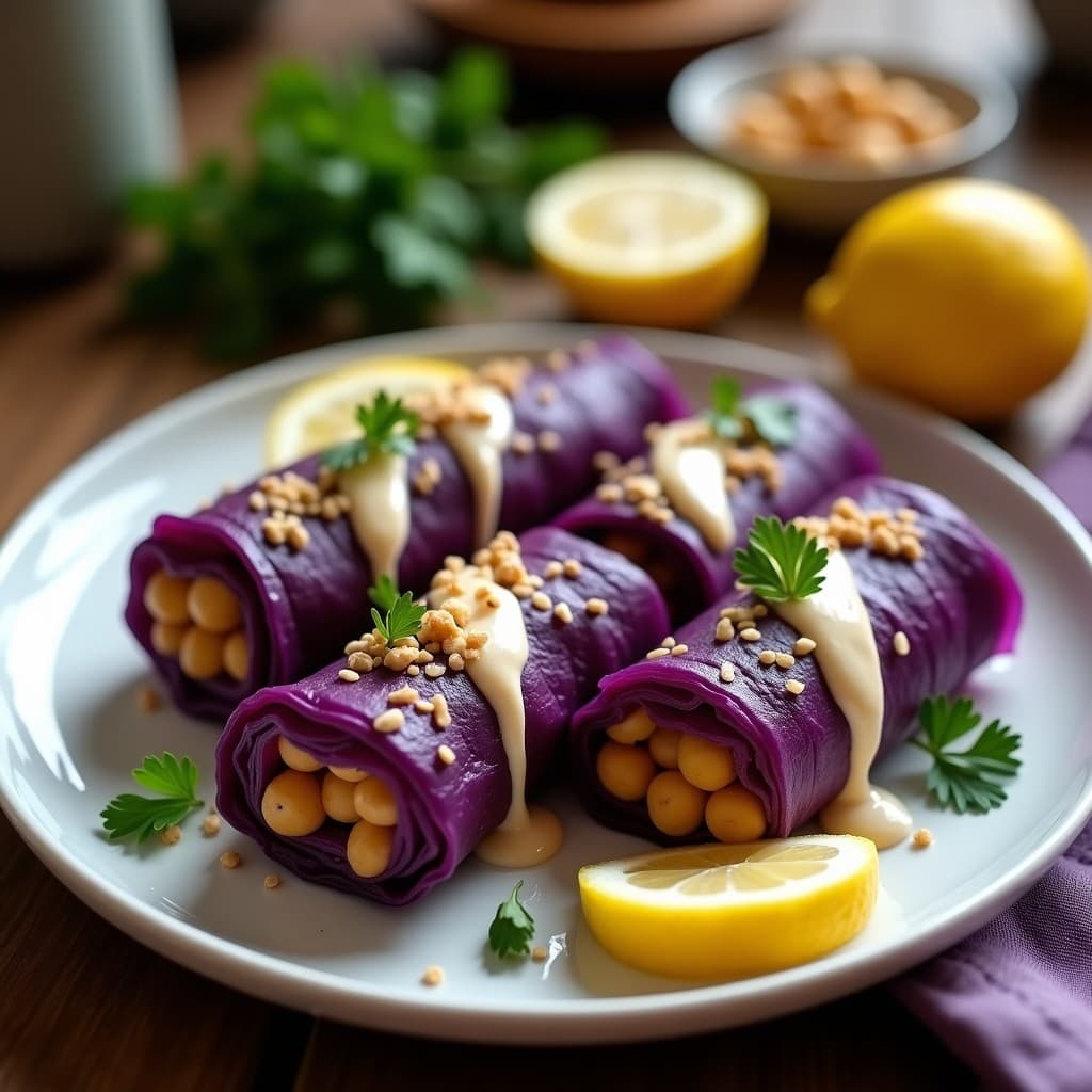 Rollitos de Repollo Morado Rellenos de Garbanzos y Pasas: Receta de Oriente Medio en Airfryer