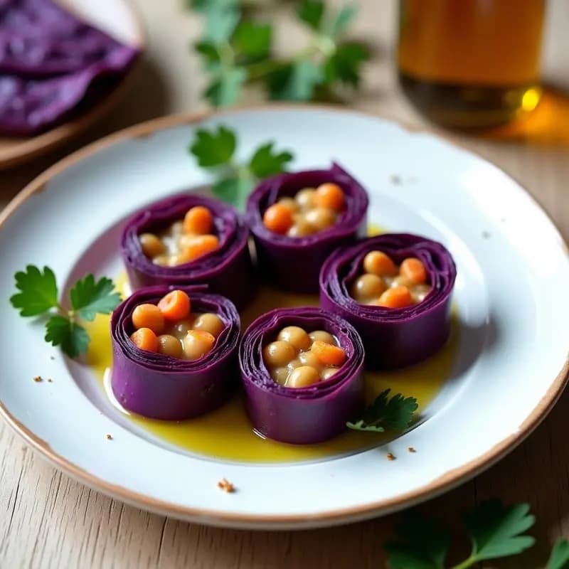 Rollitos de Repollo Morado con Relleno de Garbanzos y Zanahoria: Receta Polaca en Thermomix