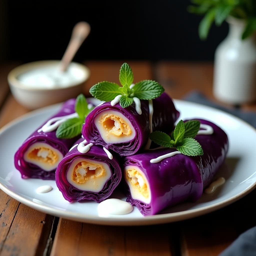 Rollitos de Repollo Morado y Pollo al Yogur: Receta Iraní en Airfryer con Toque Ácido