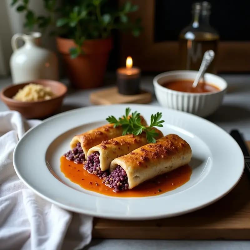 Rollitos de Repollo Morado con Relleno de Quinoa Roja y Granos de Granada: Receta Libanesa Crudivegana
