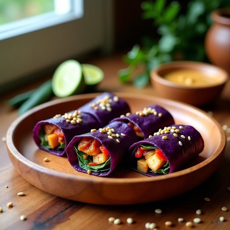 Rollitos de Repollo Morado y Tempeh: Receta Indonesa Fermentada en Airfryer y Probiótica