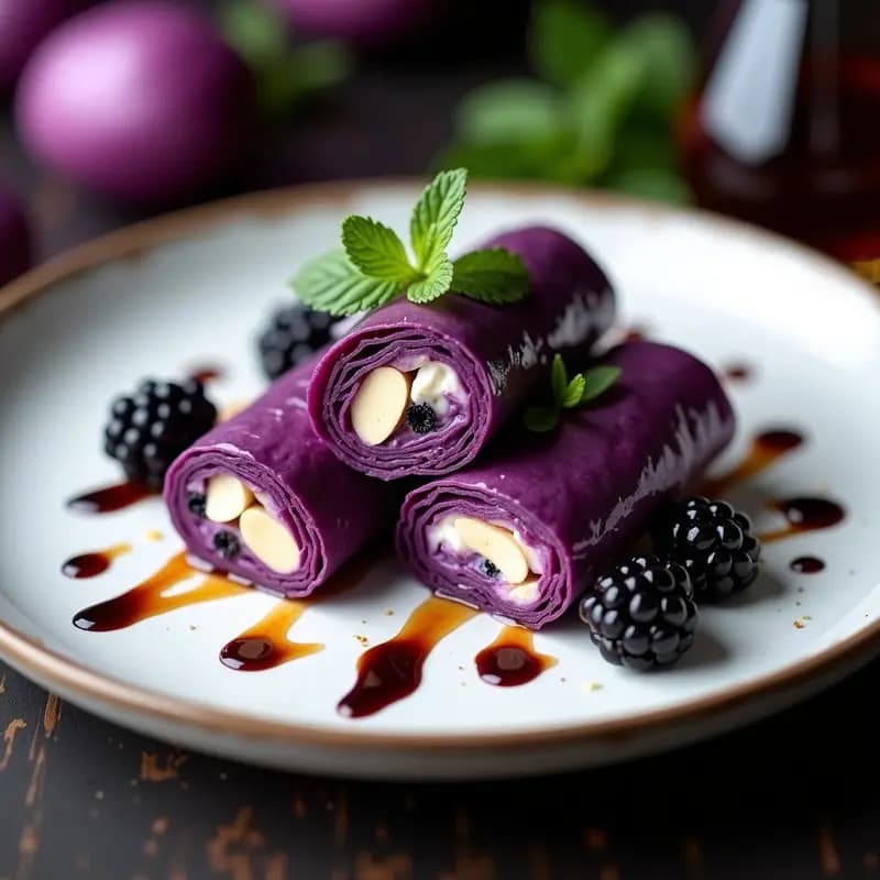 Rollitos de Primavera de Repollo Morado con Relleno de Zarzamoras y Queso de Cabra: Entrante Innovador