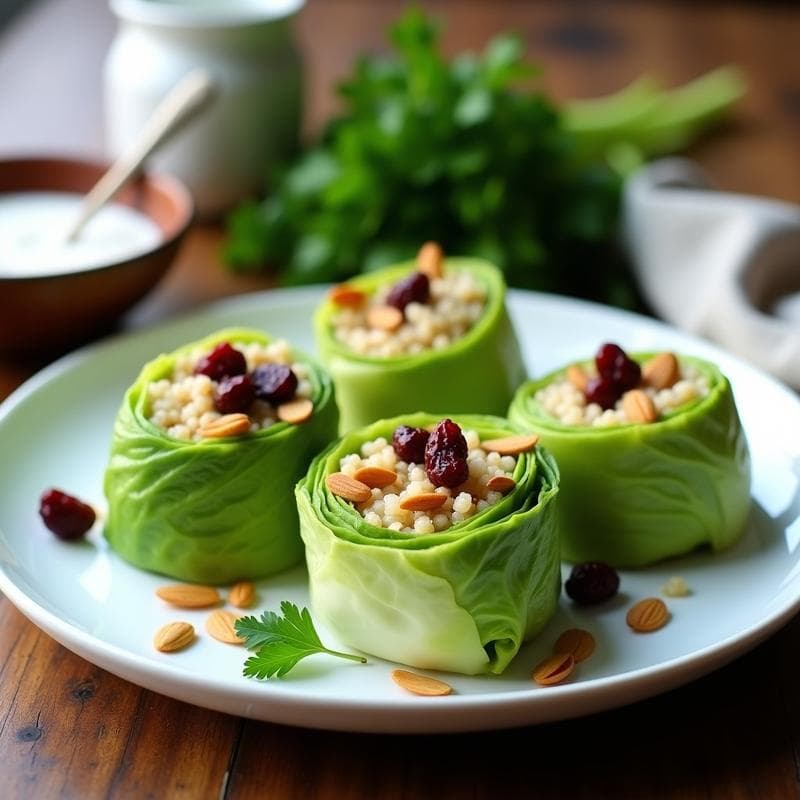 Rollitos de Repollo Rellenos de Quinoa y Arándanos: Receta Vegana Sin Gluten