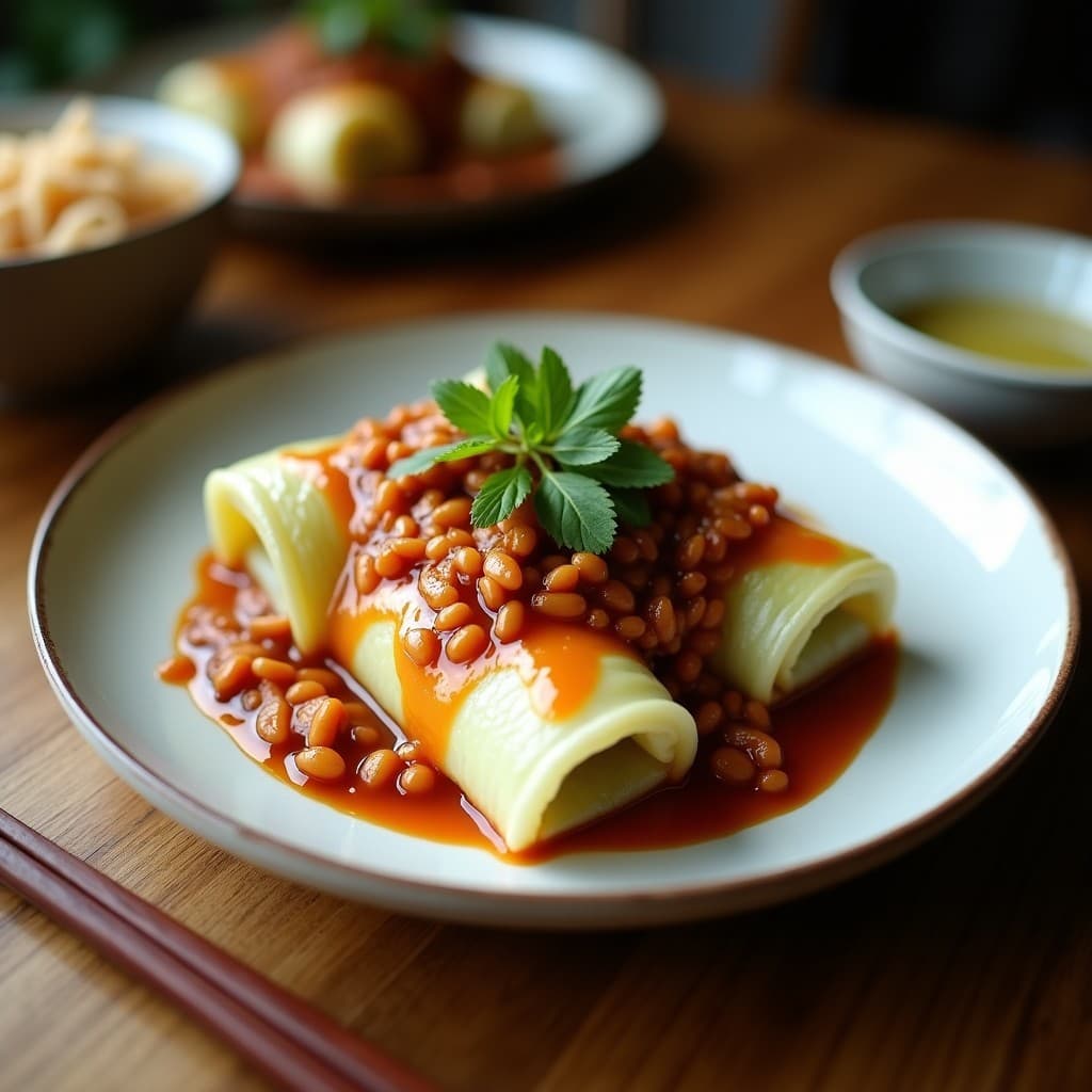 Rollitos de Repollo Rellenos de Carne de Soya y Arroz Integral: Receta China en 30 Minutos
