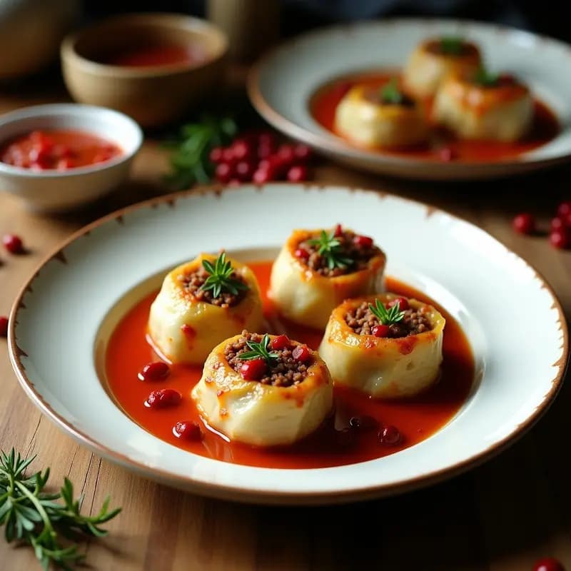 Rollitos de Repollo Rellenos de Carne de Venado y Arándanos: Receta Alemana en Olla Lenta