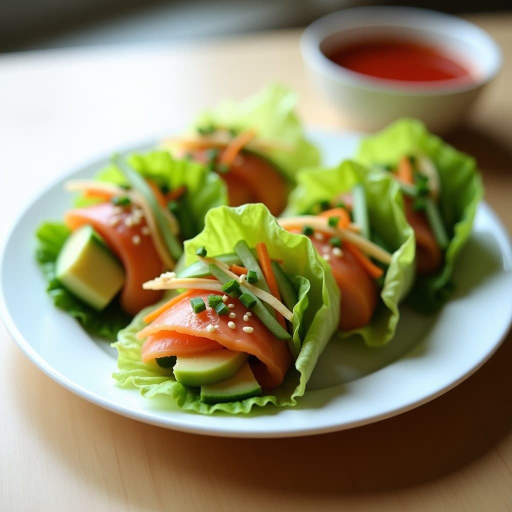 Rollitos de Salmón Ahumado y Aguacate con Salsa Sriracha: Receta Coreana para Tupper