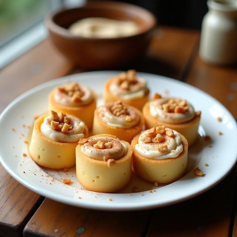 Rollitos de Serafinas con Relleno de Canela y Queso Crema Vegano: Postre Colombiano Sin Horno