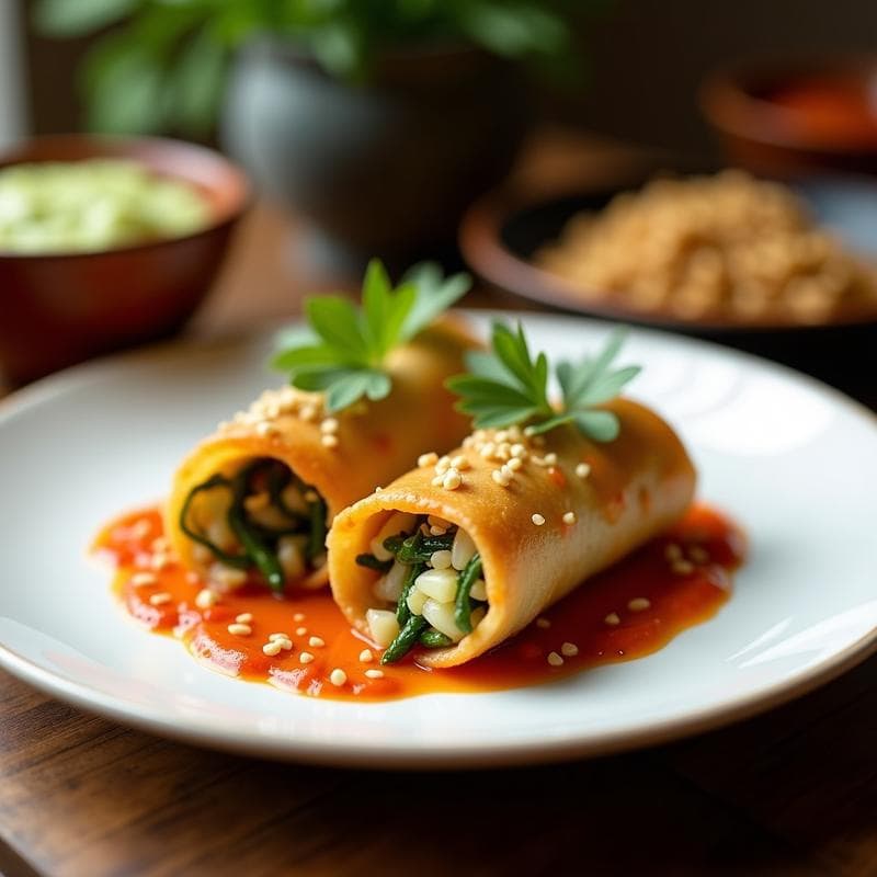 Rollitos de Spring Roll de Repollo y Zanahoria con Salsa de Cacahuete y Lima: Receta Vegana al Vapor