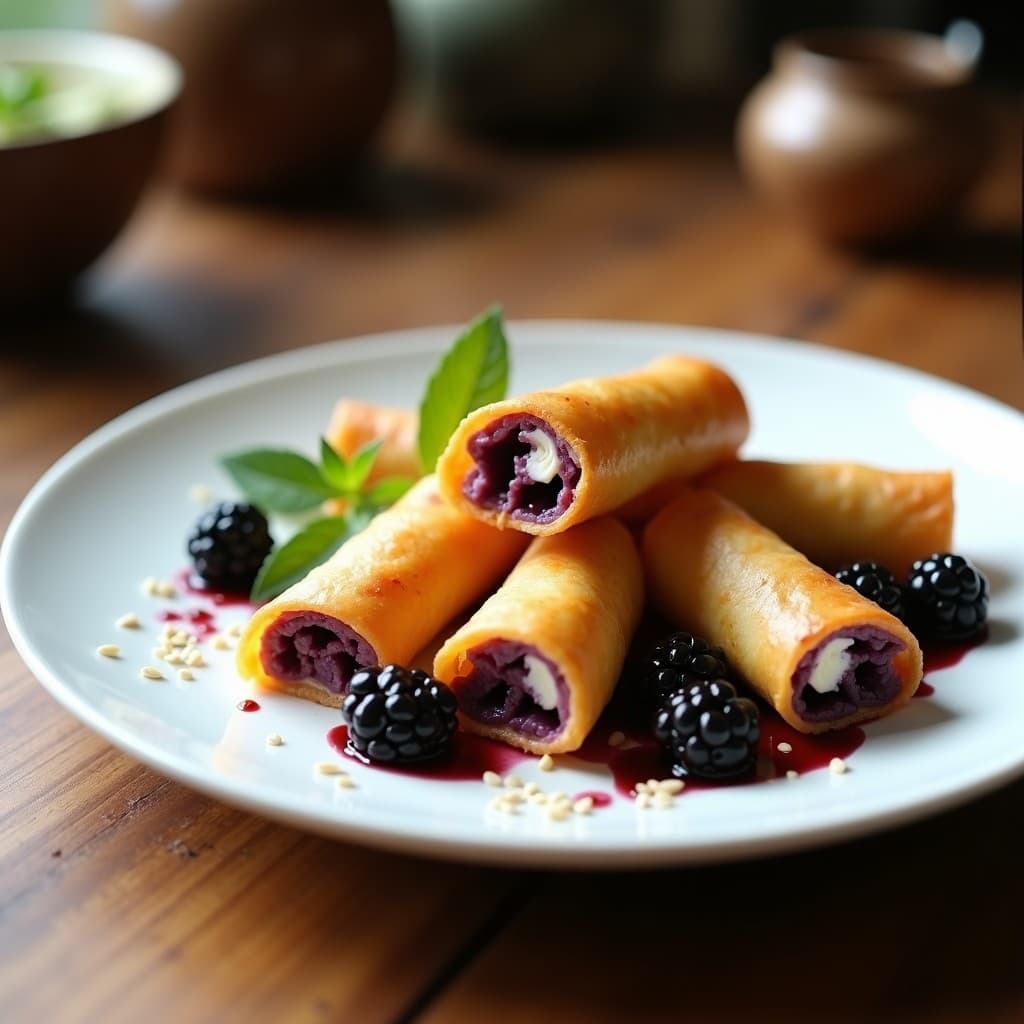 Rollitos de Spring Roll con Relleno de Zarzamora y Queso de Cabra: Aperitivo Crujiente en Airfryer