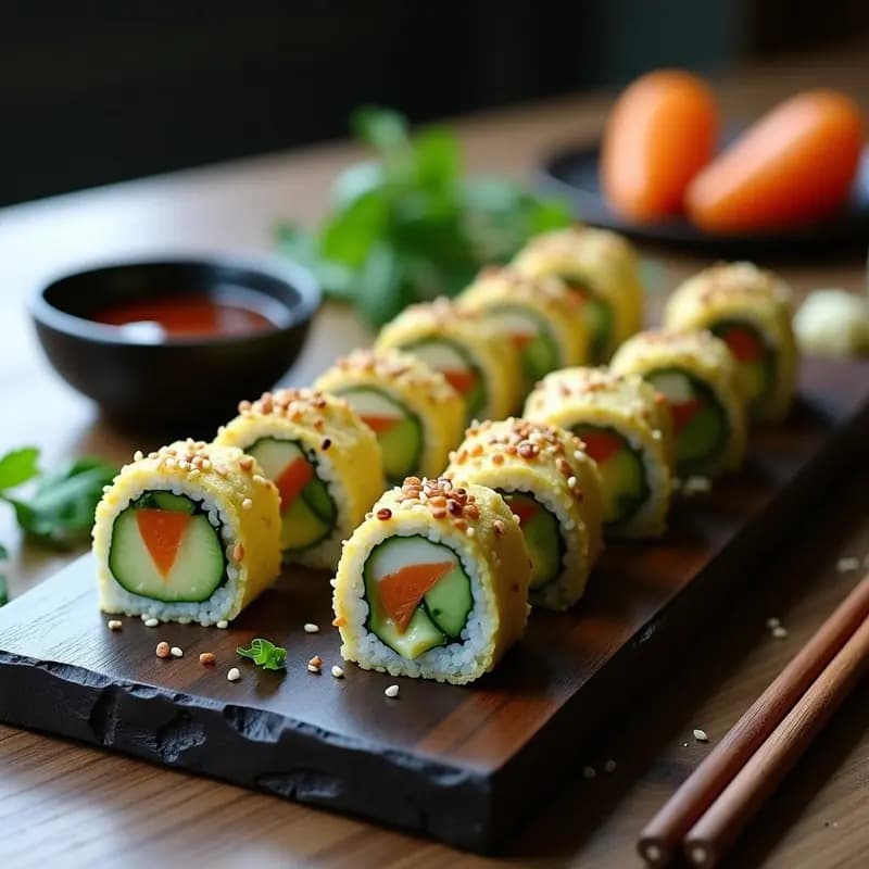 Rollitos de Sushi de Pepino y Queso Philadelphia: Aperitivo Japonés Vegano y Sin Pescado