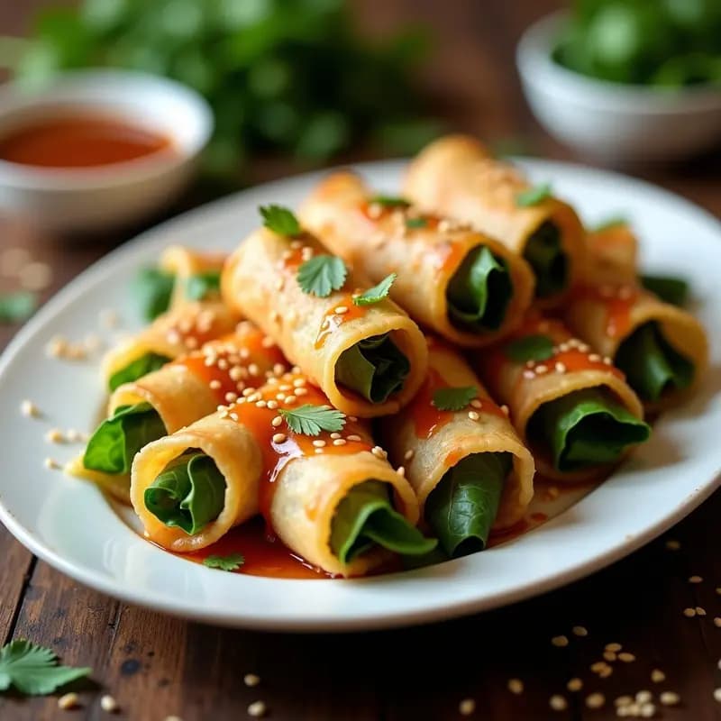 Rollitos de Verde de Primavera con Gambas y Salsa Hoisin: Receta China Crujiente en Freidora de Aire