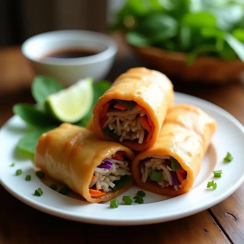 Rollitos Vietnamitas de Cerdo y Vermicelli: Aperitivo Vietnamita Crujiente
