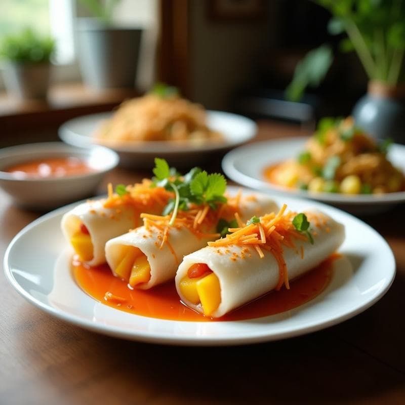 Rollitos Vietnamitas de Leche de Coco y Mango con Salsa de Chile: Receta Dulce-Salada