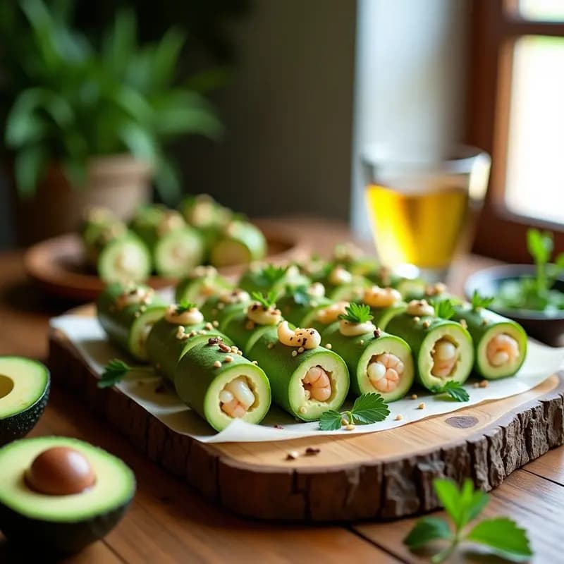 Rollitos de Zucchini con Crema de Aguacate y Gambas: Entrante Keto y Sin Horno