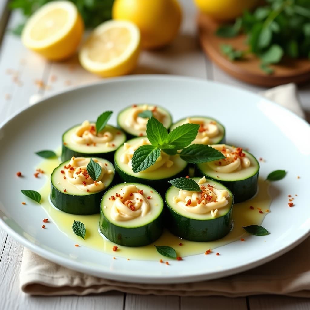 Rollitos de Zucchini con Crema de Anacardos y Limón: Entrante Vegano Sin Cocción