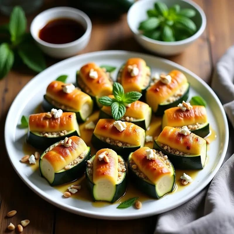 Rollitos de Zucchini con Relleno de Lentejas Beluga y Queso de Cabra: Entrante Sin Gluten