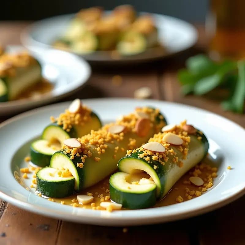 Rollitos de Zucchini Rellenos de Queso de Cabra y bee Pollen: Entrante Gourmet en 15 Minutos