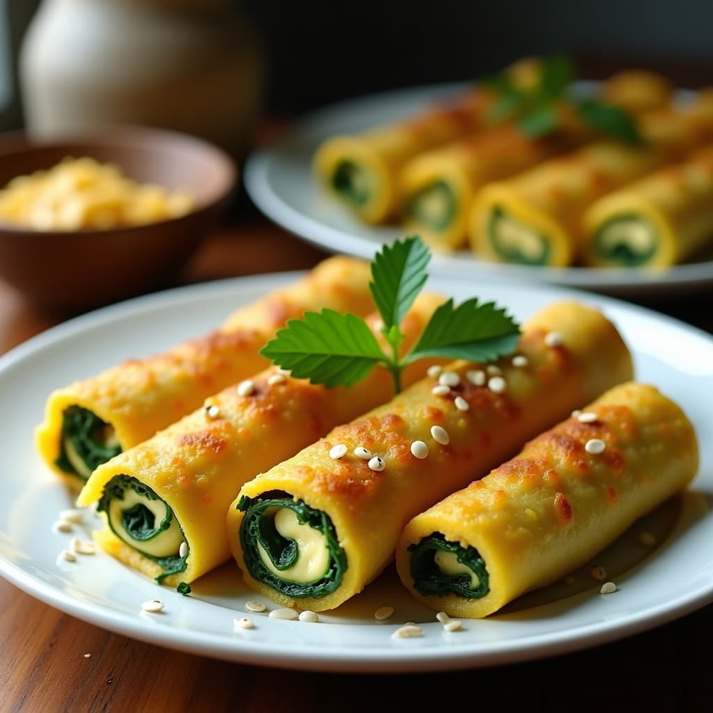 Rollitos de Zucchini con Relleno de Queso de Cúrcuma y Espinacas: Entrante Vegano en Airfryer