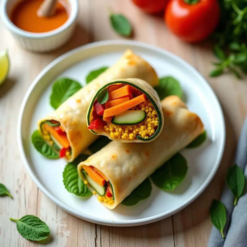 Rollitos de Primavera de Zucchini y Queso de Cúrcuma con Salsa de Tamarindo: Receta Crudivegana