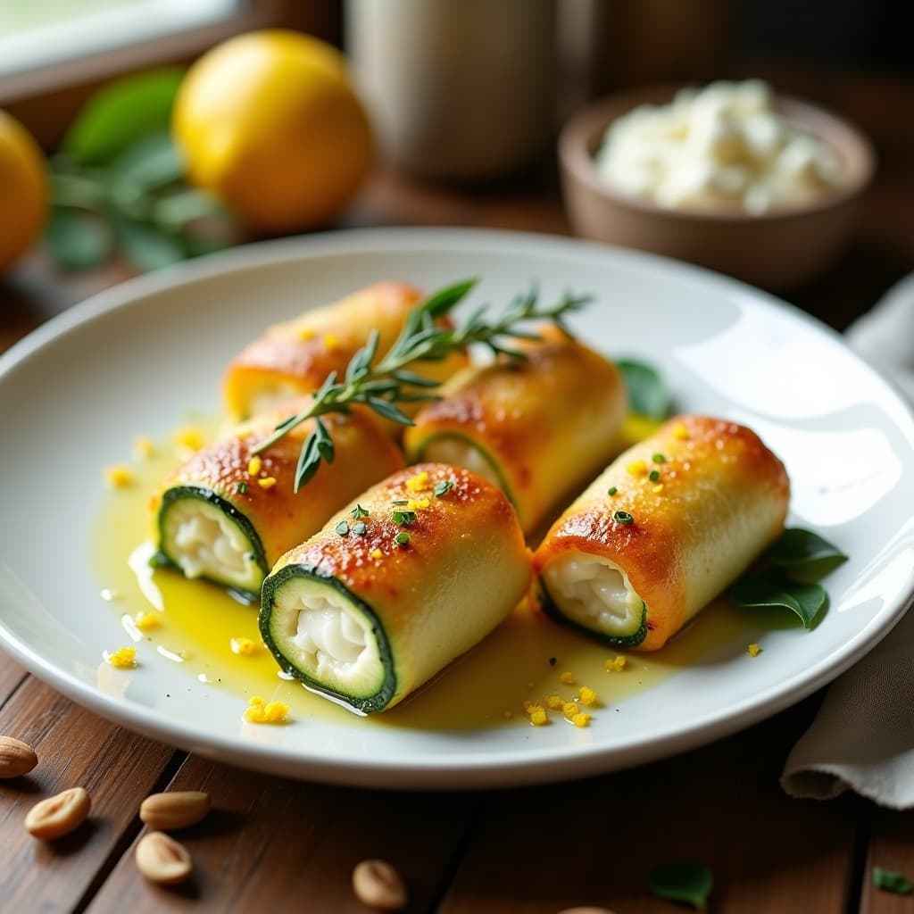 Rollitos de Zucchini Rellenos de Ricotta y Hierbas Provenzales: Receta Francesa en Airfryer