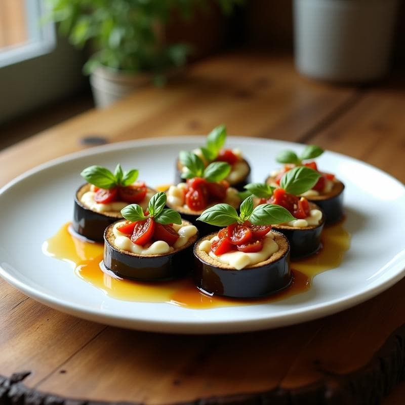 Rollos de Berenjena con Queso de Cabra y Miel: Entrante Gourmet en 20 Minutos