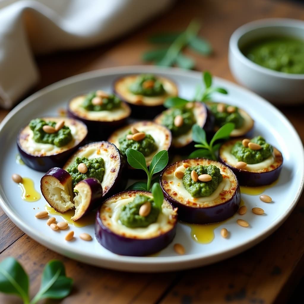 Rollos de Berenjena Asada con Ricotta de Anacardos y Pesto de Rúcula: Tupper Vegano Sin Horno