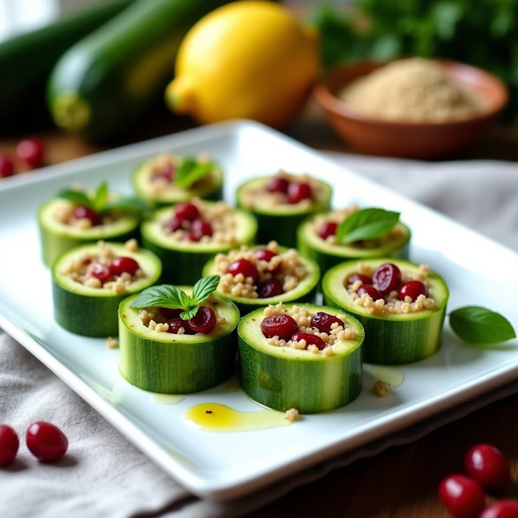 Rollos de Calabacín Rellenos de Quinoa y Arándanos Rojos: Receta Sin Cocción y Crudivegana