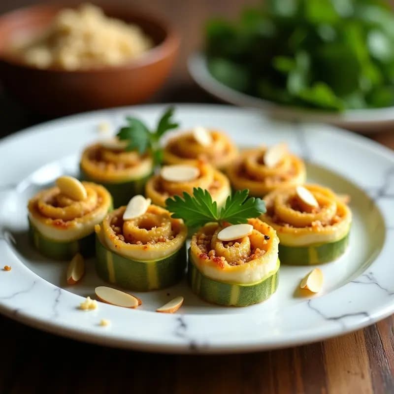 Rollos de Calabacín Rellenos de Quinoa y Pasas Rubias: Entrante Persa Crujiente